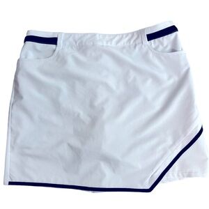 Women's White Athletic Skort with Navy Trim